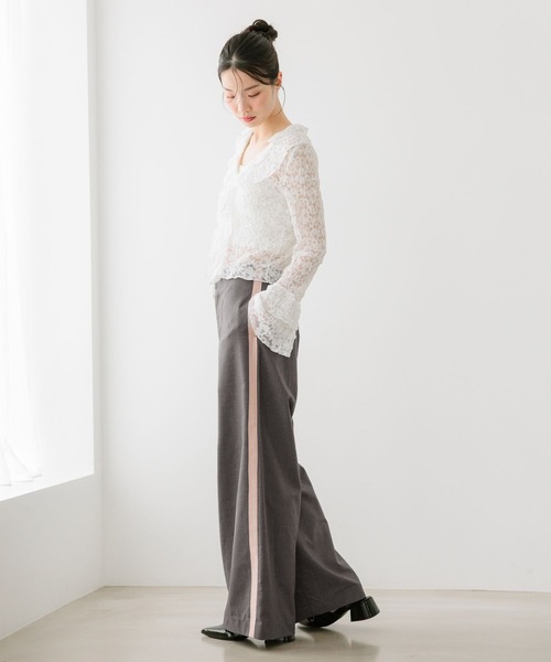 Heather（ヘザー）の「ハイウエストラインワイドパンツ　666484（スラックス・レディース・グレー/ブラック・M/S）」の5枚目の写真