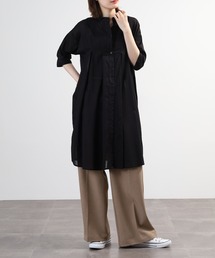 EGLANTINE 綿ローン タックロングブラウス 半端袖
