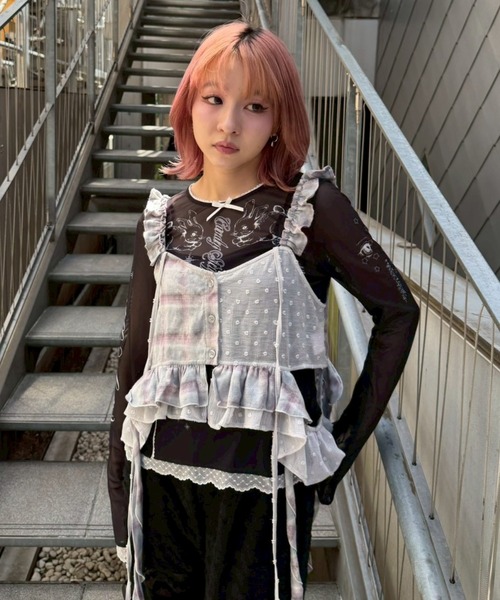 Candy Stripper(キャンディストリッパー)の「RUFFLE FRILL PATCH ビスチェ(その他トップス・レディース・ピンク/ネイビー/ライトブルー・FREE)」の4枚目の写真