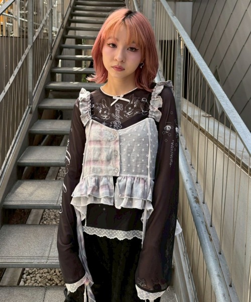 Candy Stripper(キャンディストリッパー)の「RUFFLE FRILL PATCH ビスチェ(その他トップス・レディース・ピンク/ネイビー/ライトブルー・FREE)」の5枚目の写真