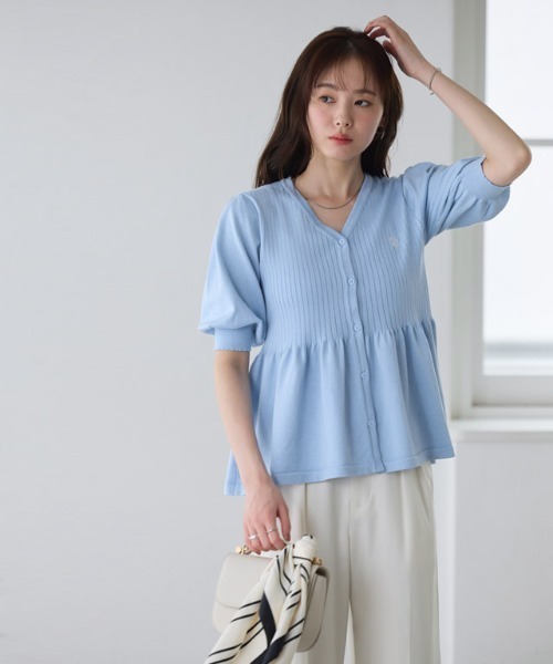 Pierrot(ピエロ)の「U.S. POLO ASSN. パフスリーブペプラムカーディガン(カーディガン/ボレロ・レディース・ネイビー/ブルー系その他/アイボリー系・M/L)」の9枚目の写真