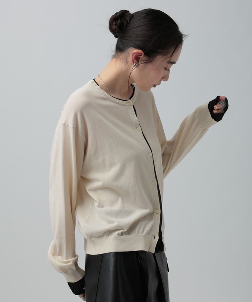 LEPSIM（レプシィム）の「14ゲージICEWEニットカーディガン　647496（カーディガン/ボレロ・レディース・ブラック/イエロー/オレンジ/アイボリー・FREE）」の7枚目の写真