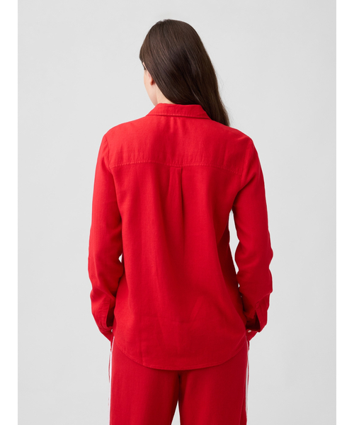 GAP(ギャップ)の「リネンブレンド イージーシャツ(シャツ/ブラウス・レディース・グリーン/レッド・XXS/L/M/XS/S)」の7枚目の写真