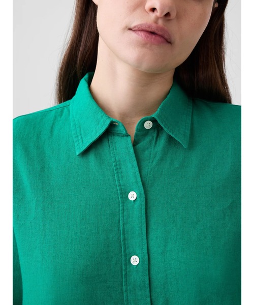 GAP(ギャップ)の「リネンブレンド イージーシャツ(シャツ/ブラウス・レディース・グリーン/レッド・XXS/L/M/XS/S)」の13枚目の写真