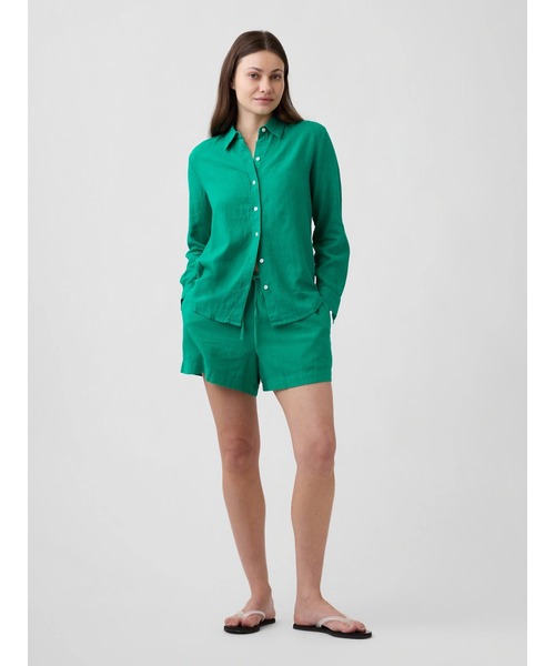 GAP(ギャップ)の「リネンブレンド イージーシャツ(シャツ/ブラウス・レディース・グリーン/レッド・XXS/L/M/XS/S)」の12枚目の写真