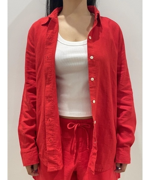 GAP(ギャップ)の「リネンブレンド イージーシャツ(シャツ/ブラウス・レディース・グリーン/レッド・XXS/L/M/XS/S)」の5枚目の写真