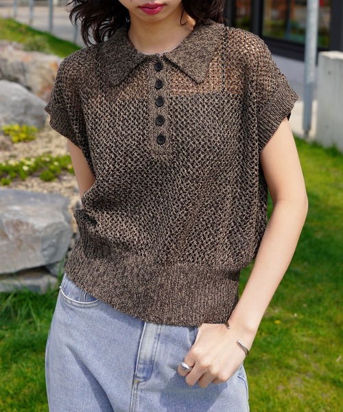 新品未使用  クロシェポロニット 26SS セール】クロシェポロニットトップス（ポロシャツ）｜Chillfar