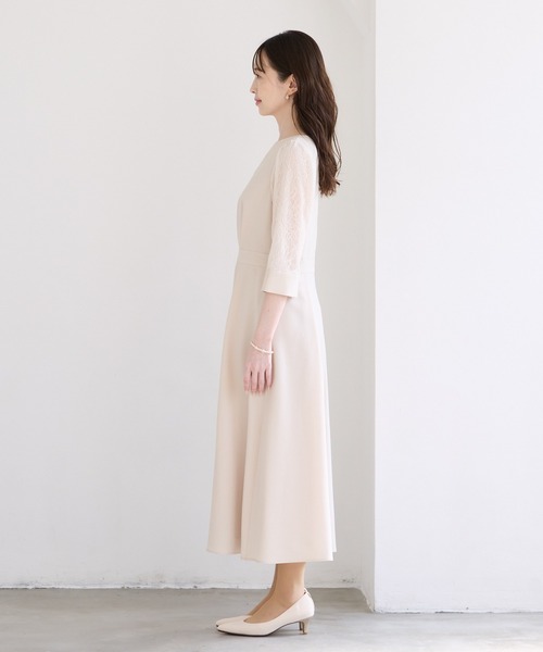 AIMER(エメ)の「レース袖×ウエストタックフィット&フレアワンピース 結婚式 お呼ばれ ドレス 20代 30代 40代(ワンピース・レディース・ピンクベージュ/ベージュ/ネイビー・LARGE/MEDIUM)」の15枚目の写真