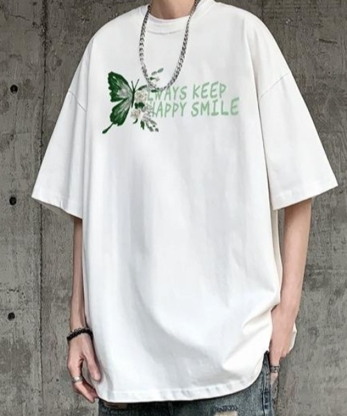 link lot(リンクロット)の「バタフライバッグプリントオーバーサイズtシャツ(Tシャツ/カットソー・メンズ・ホワイト/ブラック・L/M)」の2枚目の写真