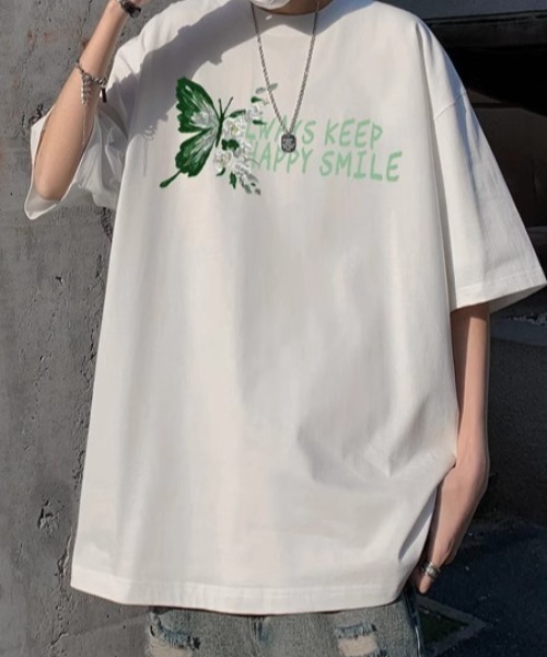 link lot(リンクロット)の「バタフライバッグプリントオーバーサイズtシャツ(Tシャツ/カットソー・メンズ・ホワイト/ブラック・L/M)」の6枚目の写真