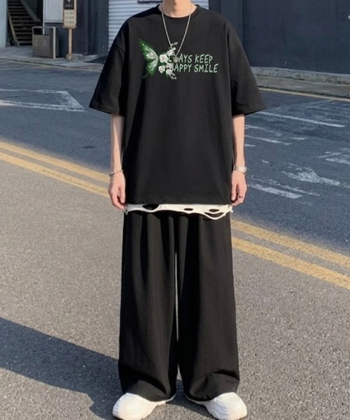link lot(リンクロット)の「バタフライバッグプリントオーバーサイズtシャツ(Tシャツ/カットソー・メンズ・ホワイト/ブラック・L/M)」の9枚目の写真