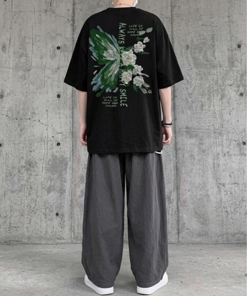 link lot(リンクロット)の「バタフライバッグプリントオーバーサイズtシャツ(Tシャツ/カットソー・メンズ・ホワイト/ブラック・L/M)」の10枚目の写真