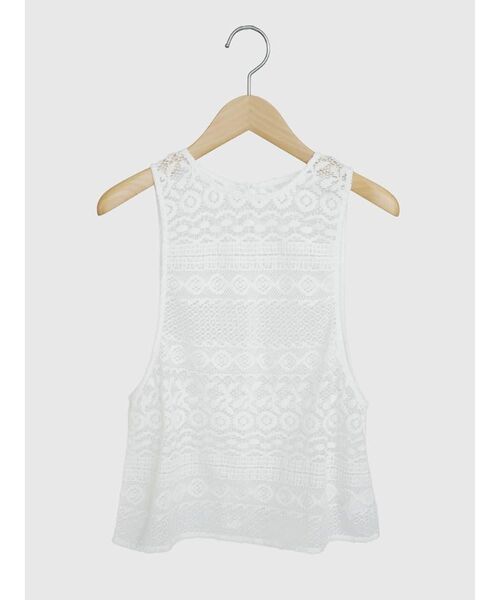 FIKA.(フィーカ)の「Sleeveless crochet knit top(シャツ/ブラウス・レディース・ブラック/オフホワイト/レッド・MEDIUM)」の1枚目の写真