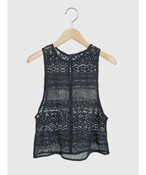 FIKA.(フィーカ)の「Sleeveless crochet knit top(シャツ/ブラウス・レディース・ブラック/オフホワイト/レッド・MEDIUM)」の2枚目の写真