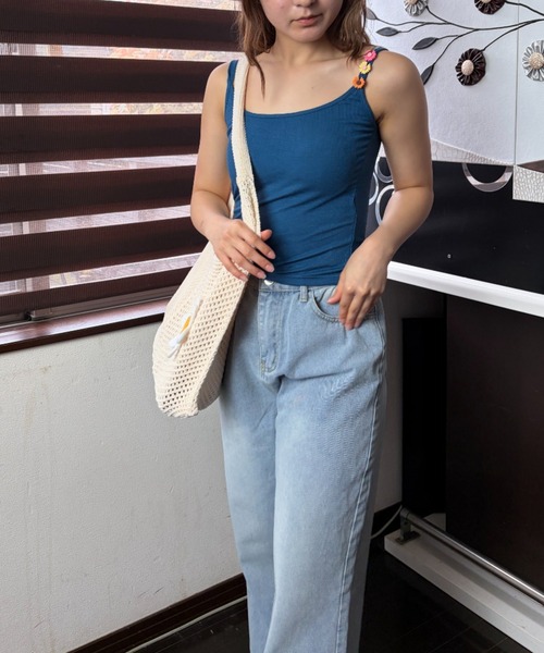 Loco Ocean(ロコオーシャン)の「フラワーモチーフ メッシュ編みトートバッグ / クロシェ風バッグ(トートバッグ・レディース・ベージュ/カーキ/グリーン・ONE SIZE)」の6枚目の写真