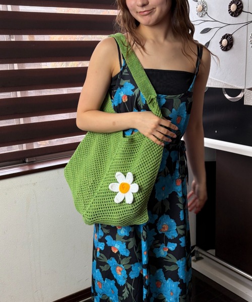 Loco Ocean(ロコオーシャン)の「フラワーモチーフ メッシュ編みトートバッグ / クロシェ風バッグ(トートバッグ・レディース・ベージュ/カーキ/グリーン・ONE SIZE)」の22枚目の写真