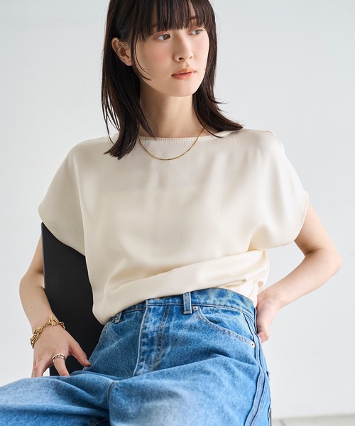 meilmada(メイルマダ)の「ヴィンテージサテンフレンチスリーブトップス(シャツ/ブラウス・レディース・アイボリー/ブラック・FREE)」の14枚目の写真