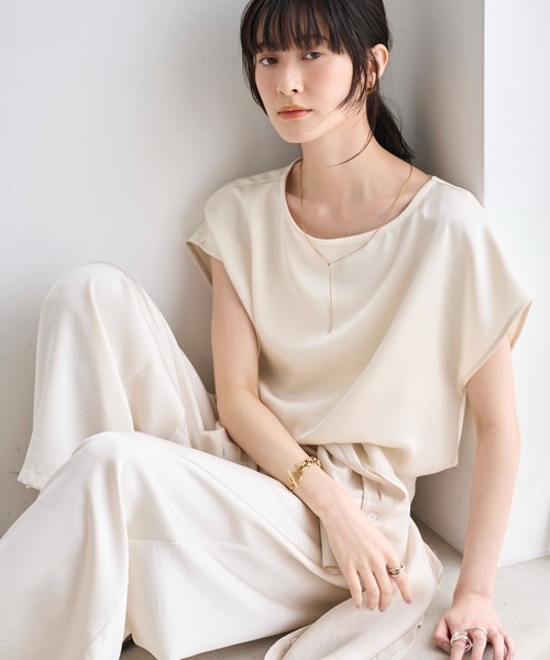 meilmada(メイルマダ)の「ヴィンテージサテンフレンチスリーブトップス(シャツ/ブラウス・レディース・アイボリー/ブラック・FREE)」の9枚目の写真