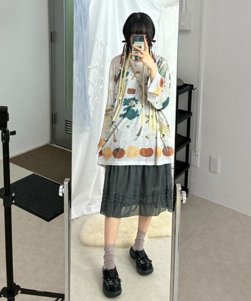 Never mind the XU / Chikashitsu+(ネバーマインド ザ エックスユー / チカシツプラス)の「【Nerd out XU】ribbon round pumps / 【ナードアウトエックスユー】リボンラウンドパンプス<着用動画あり>(パンプス・レディース・ブラック・38/37)」の10枚目の写真