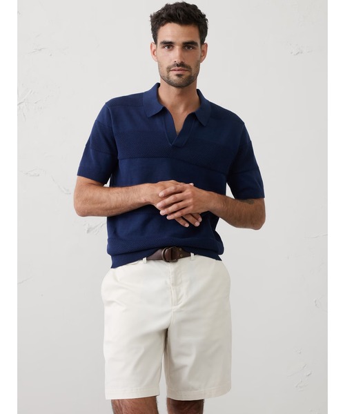 BANANA REPUBLIC FACTORY STORE（バナナリパブリック ファクトリーストア）の「BANANA REPUBLIC FACTORY STORE　　メッシュストライプニットポロ（ニット/セーター・メンズ・ネイビー/ホワイト系その他/ワインレッド/グリーン・L/XL/S/M）」の3枚目の写真
