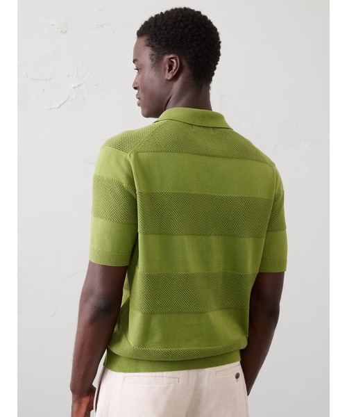 BANANA REPUBLIC FACTORY STORE（バナナリパブリック ファクトリーストア）の「BANANA REPUBLIC FACTORY STORE　　メッシュストライプニットポロ（ニット/セーター・メンズ・ネイビー/ホワイト系その他/ワインレッド/グリーン・L/XL/S/M）」の6枚目の写真