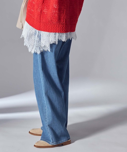 SOMETHING(サムシング)の「サマーデニムセミワイドパンツ(デニムパンツ・レディース・ライトインディゴブルー・M/S)」の18枚目の写真