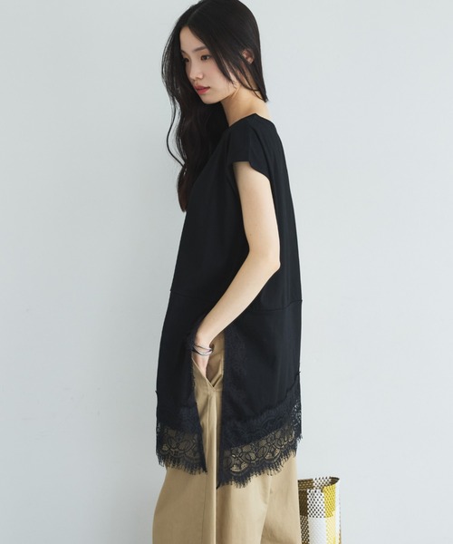 Doux archives(ドゥアルシーヴ)の「【イージーケア/接触冷感】イレヘムレースフレンチTOPS(Tシャツ/カットソー・レディース・モカ/オフホワイト/ブラック・FREE)」の19枚目の写真