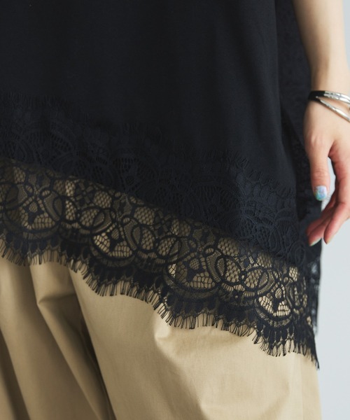 Doux archives(ドゥアルシーヴ)の「【イージーケア/接触冷感】イレヘムレースフレンチTOPS(Tシャツ/カットソー・レディース・モカ/オフホワイト/ブラック・FREE)」の21枚目の写真