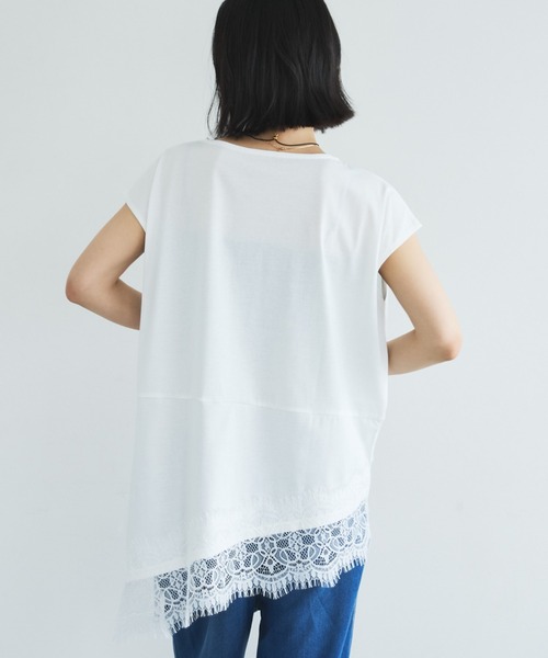 Doux archives(ドゥアルシーヴ)の「【イージーケア/接触冷感】イレヘムレースフレンチTOPS(Tシャツ/カットソー・レディース・モカ/オフホワイト/ブラック・FREE)」の12枚目の写真