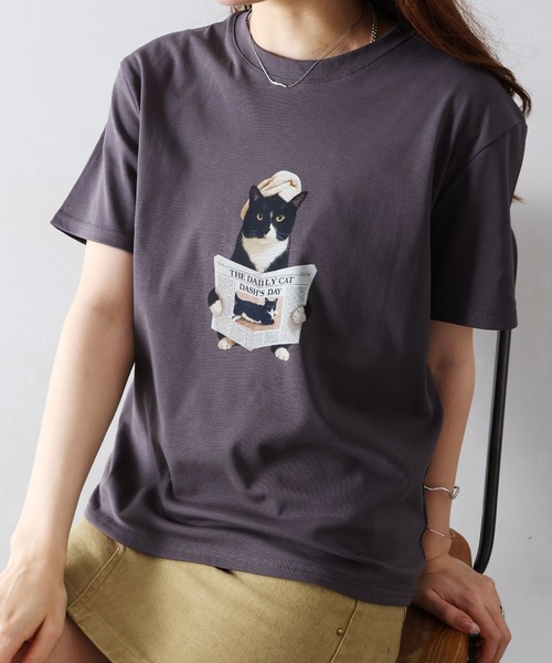 SpRay(スプレイ)の「CAT転写Tシャツ(Tシャツ/カットソー・レディース・チャコールグレー/オフホワイト/ブラウン/オートミール・FREE)」の21枚目の写真