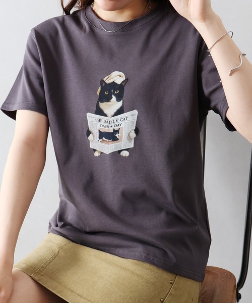 SpRay(スプレイ)の「CAT転写Tシャツ(Tシャツ/カットソー・レディース・チャコールグレー/オフホワイト/ブラウン/オートミール・FREE)」の22枚目の写真