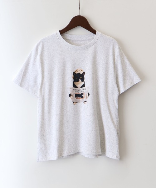 SpRay(スプレイ)の「CAT転写Tシャツ(Tシャツ/カットソー・レディース・チャコールグレー/オフホワイト/ブラウン/オートミール・FREE)」の18枚目の写真