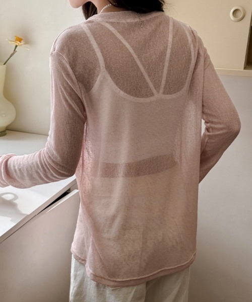 yuue' ( wear )(ユーイ)の「シアールーズロングTシャツ/冷房対策 UVカット(Tシャツ/カットソー・レディース・アイボリー/ブラック/ピンク/ホワイト・FREE)」の19枚目の写真