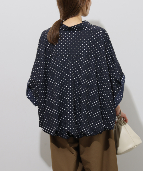 PROVOKE (プロヴォーク)の「【PROVOKE/プロヴォーク】 ショートスリーブドットバルーンシャツ(シャツ/ブラウス・レディース・ホワイト/ネイビー・FREE)」の5枚目の写真