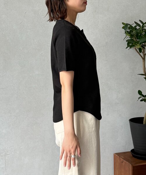 U.S. POLO ASSN.(ユーエスポロアッスン)の「【U.S. POLO ASSN.】ワッフルヘンリーT(Tシャツ/カットソー・レディース・ネイビー/グレー/ブラック/アイボリー/ブラウン/ホワイト・FREE)」の7枚目の写真