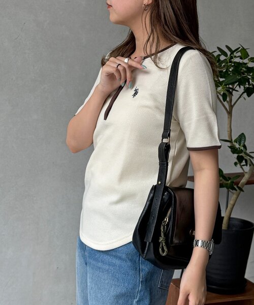 U.S. POLO ASSN.(ユーエスポロアッスン)の「【U.S. POLO ASSN.】ワッフルヘンリーT(Tシャツ/カットソー・レディース・ネイビー/グレー/ブラック/アイボリー/ブラウン/ホワイト・FREE)」の9枚目の写真