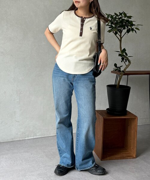 U.S. POLO ASSN.(ユーエスポロアッスン)の「【U.S. POLO ASSN.】ワッフルヘンリーT(Tシャツ/カットソー・レディース・ネイビー/グレー/ブラック/アイボリー/ブラウン/ホワイト・FREE)」の13枚目の写真