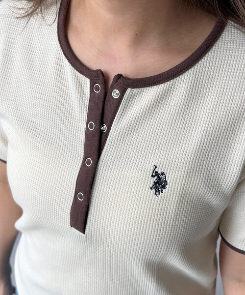 U.S. POLO ASSN.(ユーエスポロアッスン)の「【U.S. POLO ASSN.】ワッフルヘンリーT(Tシャツ/カットソー・レディース・ネイビー/グレー/ブラック/アイボリー/ブラウン/ホワイト・FREE)」の14枚目の写真