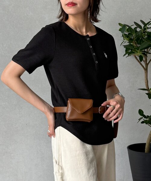 U.S. POLO ASSN.(ユーエスポロアッスン)の「【U.S. POLO ASSN.】ワッフルヘンリーT(Tシャツ/カットソー・レディース・ネイビー/グレー/ブラック/アイボリー/ブラウン/ホワイト・FREE)」の20枚目の写真