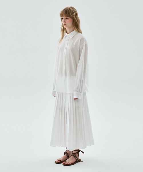 Mardi Mercredi(マルディメクルディ)の「SHEER COTTON SHIRT FLOWER PATCH / シアー コットン シャツ フラワー パッチ(シャツ/ブラウス・レディース・ホワイト・FREE)」の8枚目の写真