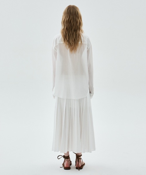 Mardi Mercredi(マルディメクルディ)の「SHEER COTTON SHIRT FLOWER PATCH / シアー コットン シャツ フラワー パッチ(シャツ/ブラウス・レディース・ホワイト・FREE)」の9枚目の写真