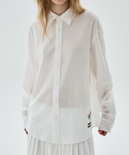 Mardi Mercredi(マルディメクルディ)の「SHEER COTTON SHIRT FLOWER PATCH / シアー コットン シャツ フラワー パッチ(シャツ/ブラウス・レディース・ホワイト・FREE)」の3枚目の写真