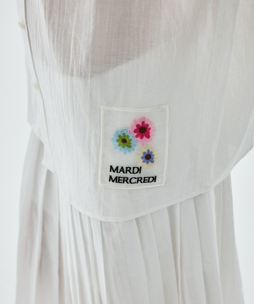 Mardi Mercredi(マルディメクルディ)の「SHEER COTTON SHIRT FLOWER PATCH / シアー コットン シャツ フラワー パッチ(シャツ/ブラウス・レディース・ホワイト・FREE)」の6枚目の写真