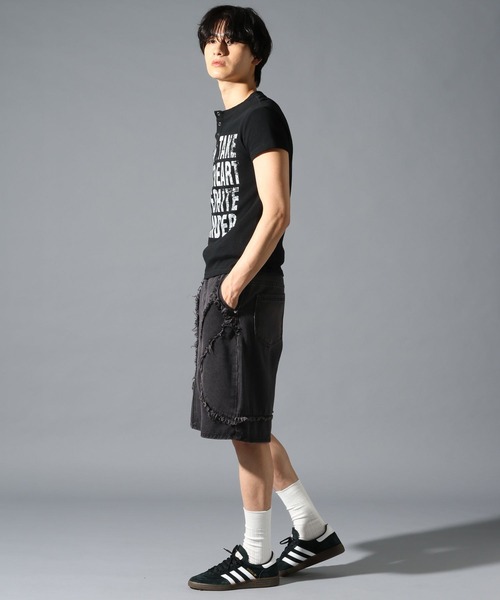 LAND MUSEUM(ランドミュージアム)の「LAND MUSEUM/デストロイワイドショートパンツ(デニムパンツ・メンズ・ブルー/ブラック・LARGE/MEDIUM)」の11枚目の写真