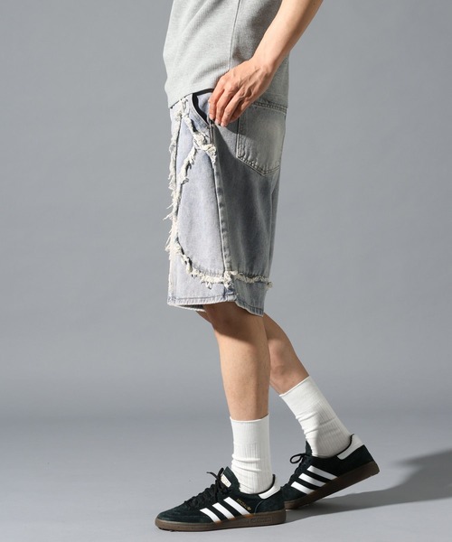LAND MUSEUM(ランドミュージアム)の「LAND MUSEUM/デストロイワイドショートパンツ(デニムパンツ・メンズ・ブルー/ブラック・LARGE/MEDIUM)」の20枚目の写真