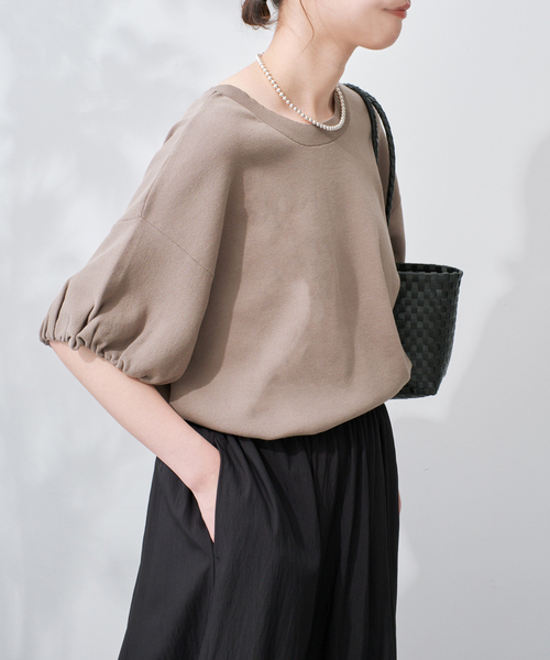 boutique310 SLOANE 肩で魅せる半袖ニット ベージュ Mサイズ 肩で