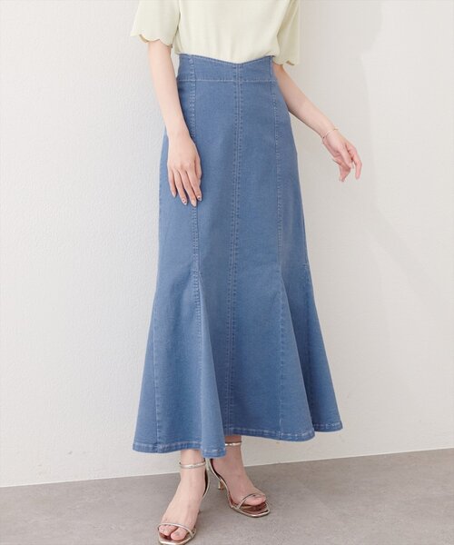 natural couture（ナチュラルクチュール）の「ハートウエストマーメイドデニムスカート（デニムスカート・レディース・オフホワイト/インディゴブルー/ブルー・MEDIUM/LARGE）」の20枚目の写真