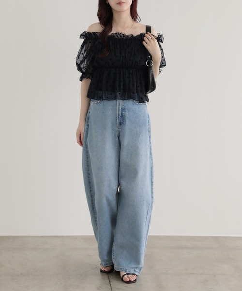 nouvellemoi(ヌーベルモイ)の「2wayフリルショート丈ペプラムトップス(その他トップス・レディース・ブラック/アイボリー・M)」の9枚目の写真