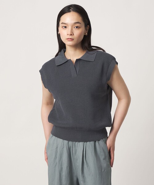 A DAY IN THE LIFE UNITED ARROWS（アデイインザライフユナイテッドアローズ）の「スキッパー フレンチスリーブニット ‐ウォッシャブル‐＜A DAY IN THE LIFE＞（ニット/セーター・レディース・ナチュラル/コバルトブルー/ライム/ダークグレー・FREE）」の5枚目の写真
