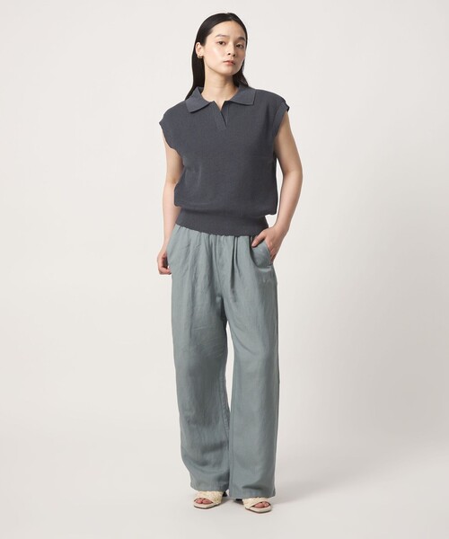 A DAY IN THE LIFE UNITED ARROWS（アデイインザライフユナイテッドアローズ）の「スキッパー フレンチスリーブニット ‐ウォッシャブル‐＜A DAY IN THE LIFE＞（ニット/セーター・レディース・ナチュラル/コバルトブルー/ライム/ダークグレー・FREE）」の6枚目の写真